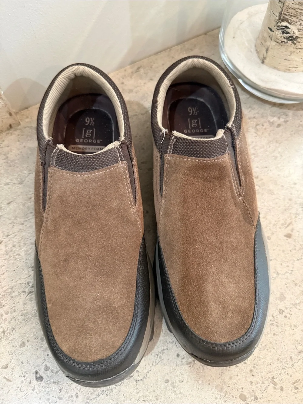 George Men's Tan Suede Slip-On Loafers